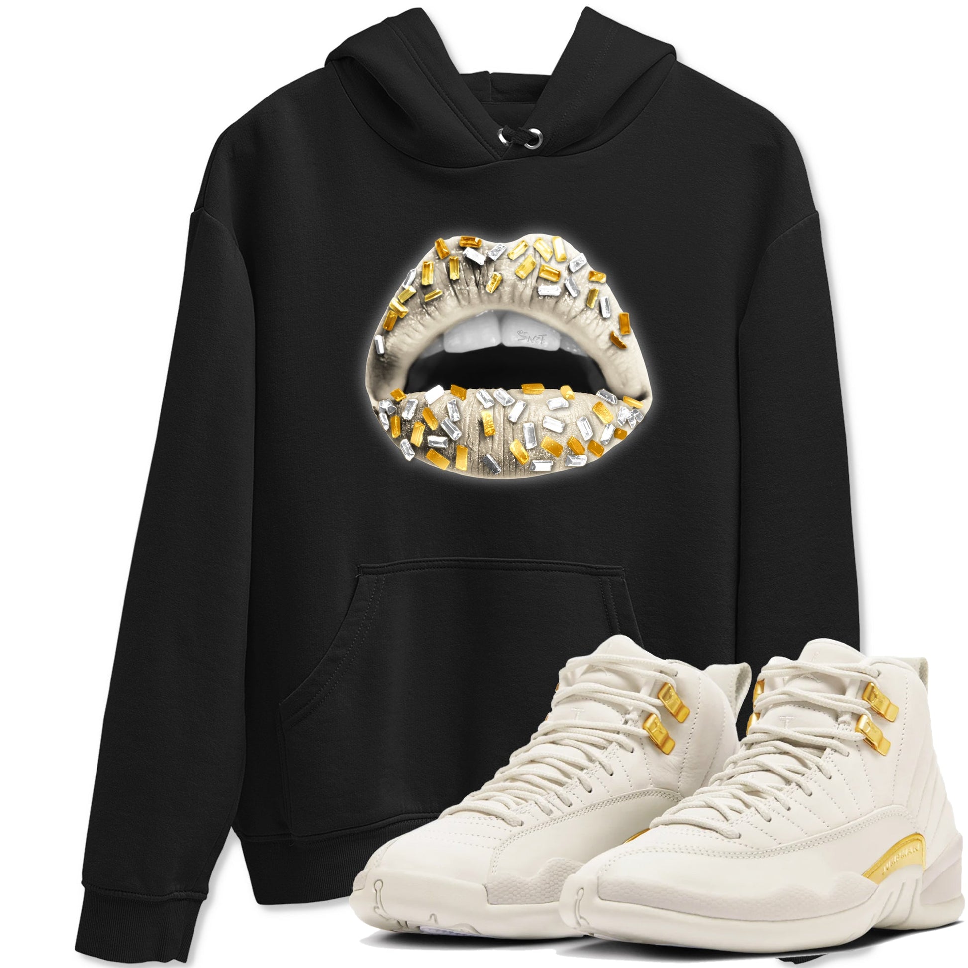 12s Phantom shirts to match jordans Lips Jewel sneaker match tees Air Jordan 12 WMNS Phantom match shoes to clothes SNRT Sneaker Tees unisex cotton Black 1 shirts