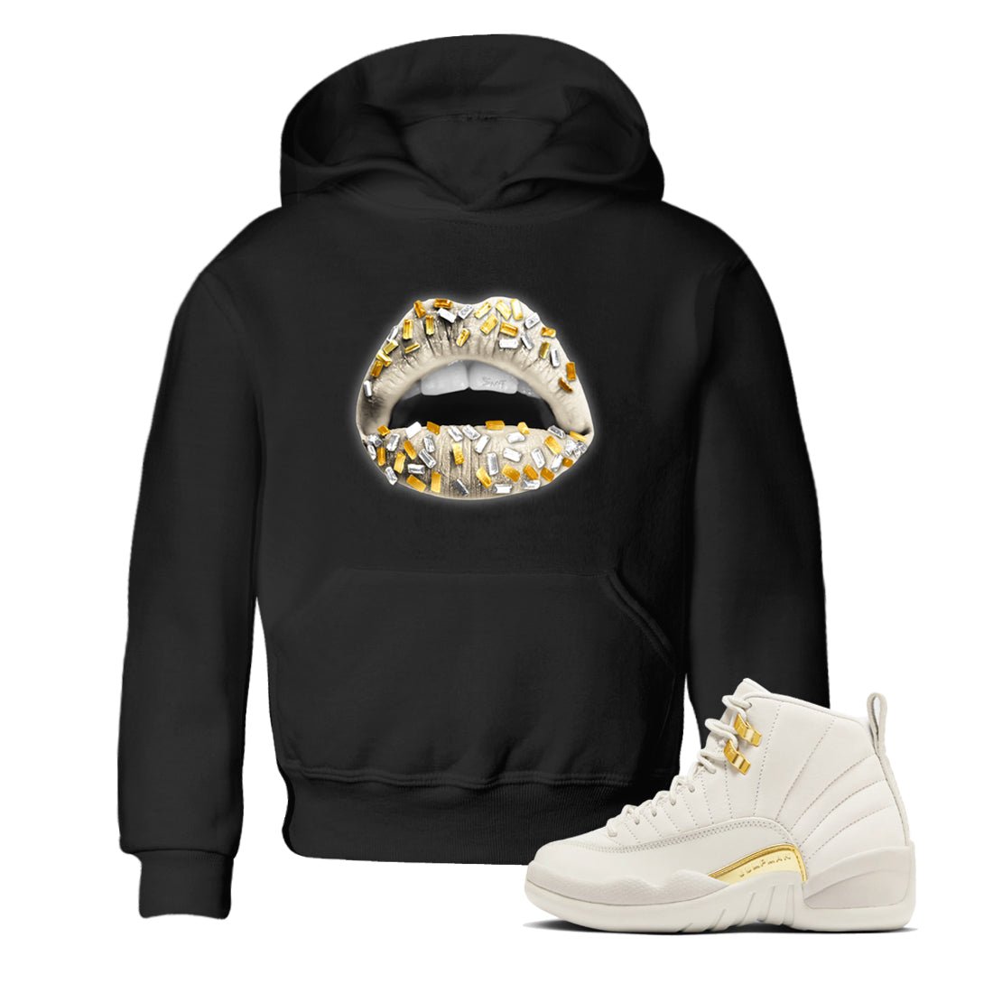 12s Phantom shirts to match jordans Lips Jewel sneaker match tees Air Jordan 12 WMNS Phantom match shoes to clothes SNRT Sneaker Tees Youth Baby Black 1 tee
