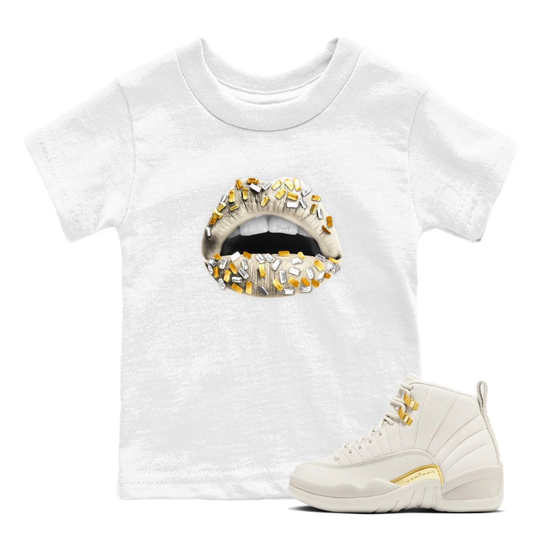 12s Phantom shirts to match jordans Lips Jewel sneaker match tees Air Jordan 12 WMNS Phantom match shoes to clothes SNRT Sneaker Tees Youth Baby White 1 tee