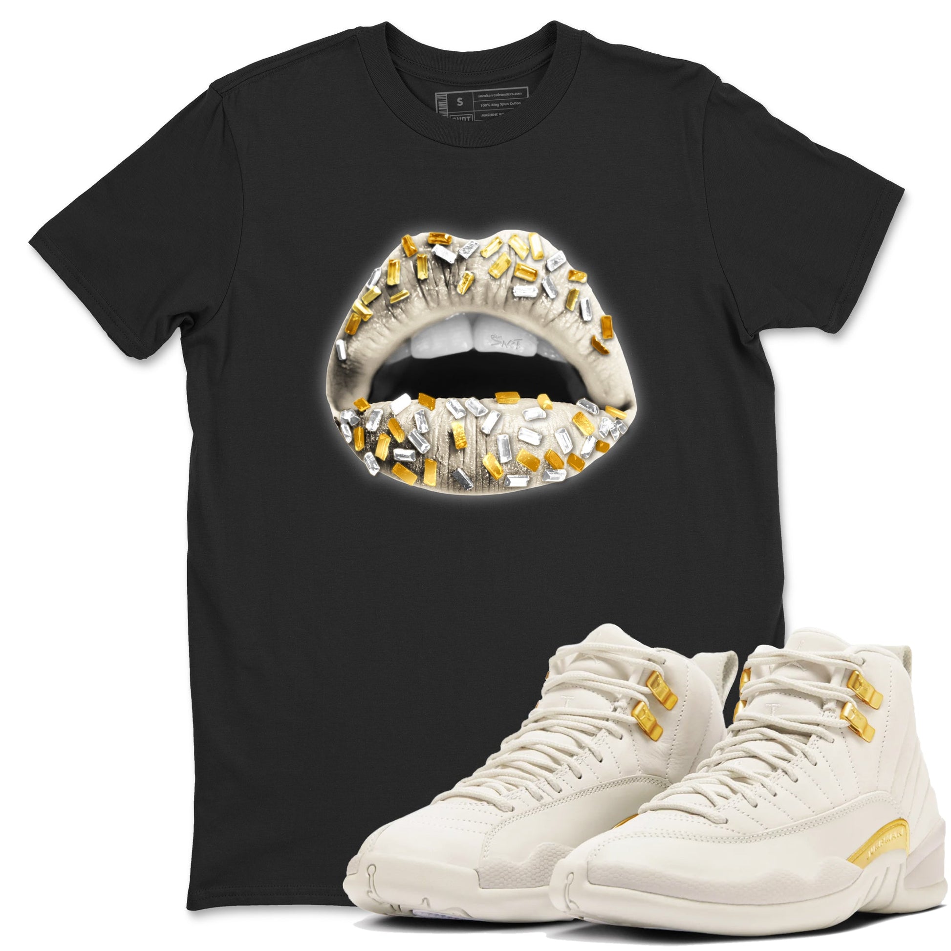12s Phantom shirts to match jordans Lips Jewel sneaker match tees Air Jordan 12 WMNS Phantom match shoes to clothes SNRT Sneaker Tees unisex cotton Black 1 shirts