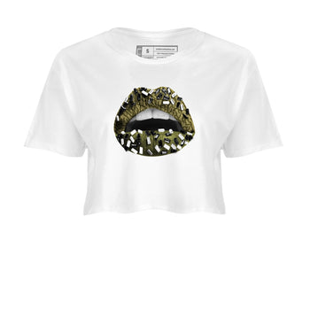 Sneaker Threads – Sneaker Tees To Match Air Jordan 3 Medium Olive – Lips Jewel Crop Tee White 2. Perfect for Jordan releases 2025 colorways.