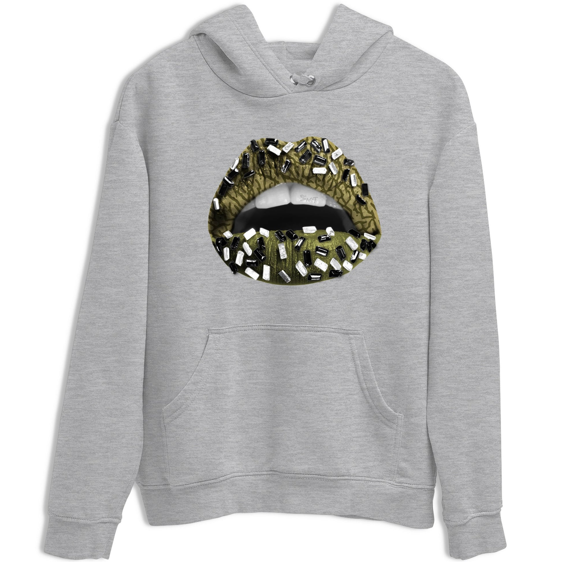 Sneaker Threads – Sneaker Tees To Match Air Jordan 3 Medium Olive – Lips Jewel Graphic Tee Heather Grey 2. Perfect for Jordan releases 2025 colorways.