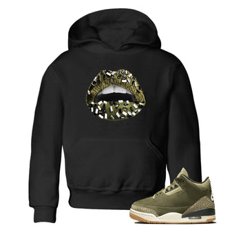 Sneaker Threads – Sneaker Tees To Match Air Jordan 3 Medium Olive – Lips Jewel Youth Graphic Tee Black 1. Perfect for Jordan releases 2025 colorways.