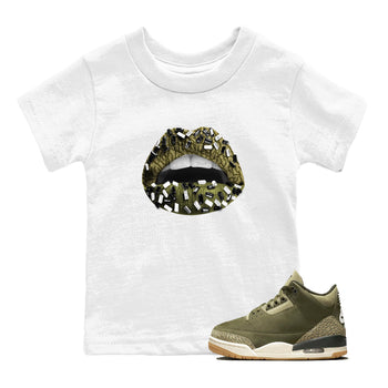 Sneaker Threads – Sneaker Tees To Match Air Jordan 3 Medium Olive – Lips Jewel Youth Graphic Tee White 1. Perfect for Jordan releases 2025 colorways.