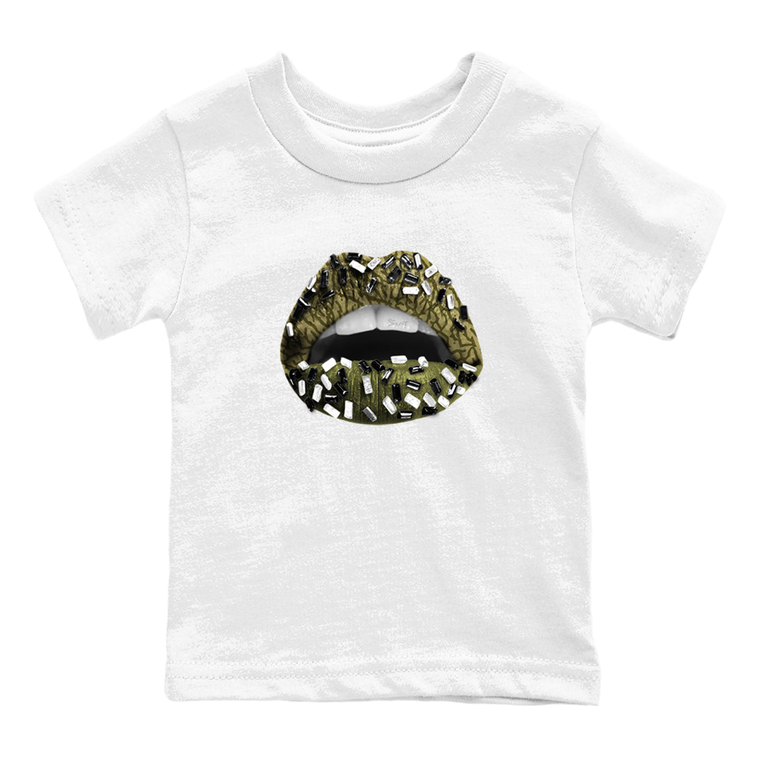 Sneaker Threads – Sneaker Tees To Match Air Jordan 3 Medium Olive – Lips Jewel Youth Graphic Tee White 2. Perfect for Jordan releases 2025 colorways.