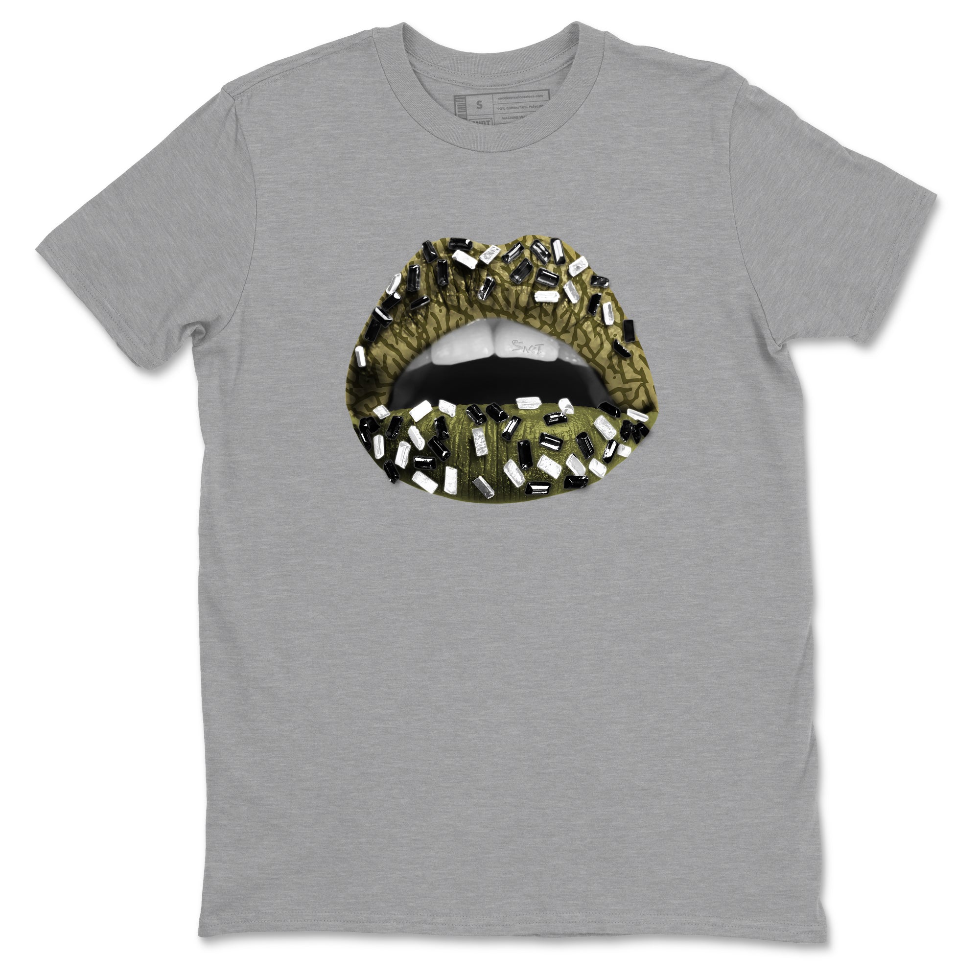 Sneaker Threads – Sneaker Tees To Match Air Jordan 3 Medium Olive – Lips Jewel Graphic Tee Heather Grey 2. Perfect for Jordan releases 2025 colorways.
