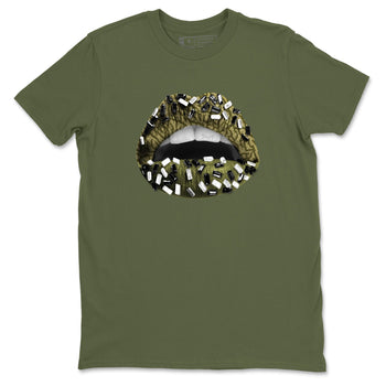 Sneaker Threads – Sneaker Tees To Match Air Jordan 3 Medium Olive – Lips Jewel Graphic Tee Military Green 2. Perfect for Jordan releases 2025 colorways.