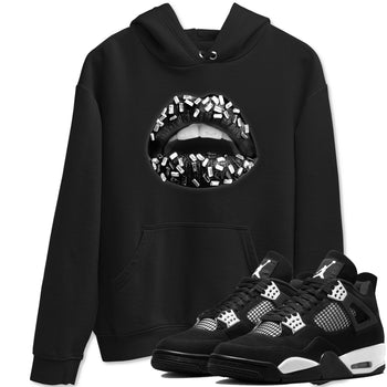 4s White Thunder shirts to match jordans Lips Jewel sneaker match tees Air Jordan 4 Retro White Thunder SNRT Sneaker Release Tees unisex cotton Black 1 crew neck shirts