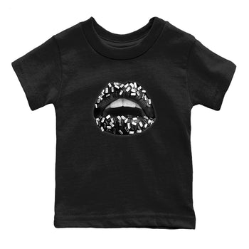 4s White Thunder shirts to match jordans Lips Jewel sneaker match tees Air Jordan 4 Retro White Thunder SNRT Sneaker Release Tees Youth Baby Black 2 crew neck shirts