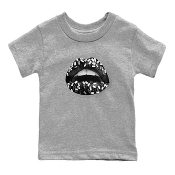 4s White Thunder shirts to match jordans Lips Jewel sneaker match tees Air Jordan 4 Retro White Thunder SNRT Sneaker Release Tees Youth Baby Heather Grey 2 crew neck shirts