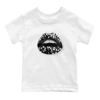 4s White Thunder shirts to match jordans Lips Jewel sneaker match tees Air Jordan 4 Retro White Thunder SNRT Sneaker Release Tees Youth Baby White 2 crew neck shirts