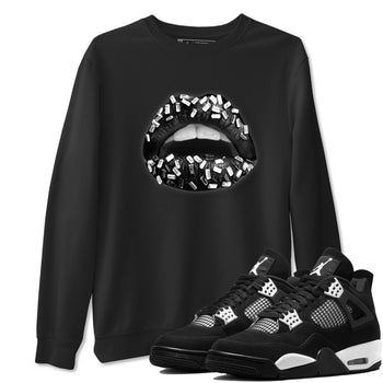 4s White Thunder shirts to match jordans Lips Jewel sneaker match tees Air Jordan 4 Retro White Thunder SNRT Sneaker Release Tees unisex cotton Black 1 crew neck shirts