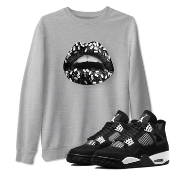 4s White Thunder shirts to match jordans Lips Jewel sneaker match tees Air Jordan 4 Retro White Thunder SNRT Sneaker Release Tees unisex cotton Heather Grey 1 crew neck shirts