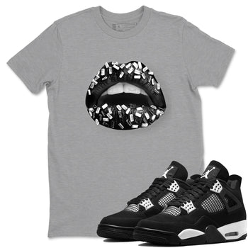 4s White Thunder shirts to match jordans Lips Jewel sneaker match tees Air Jordan 4 Retro White Thunder SNRT Sneaker Release Tees unisex cotton Heather Grey 1 crew neck shirts
