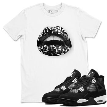 4s White Thunder shirts to match jordans Lips Jewel sneaker match tees Air Jordan 4 Retro White Thunder SNRT Sneaker Release Tees unisex cotton White 1 crew neck shirts