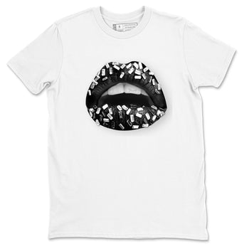 4s White Thunder shirts to match jordans Lips Jewel sneaker match tees Air Jordan 4 Retro White Thunder SNRT Sneaker Release Tees unisex cotton White 2 crew neck shirts