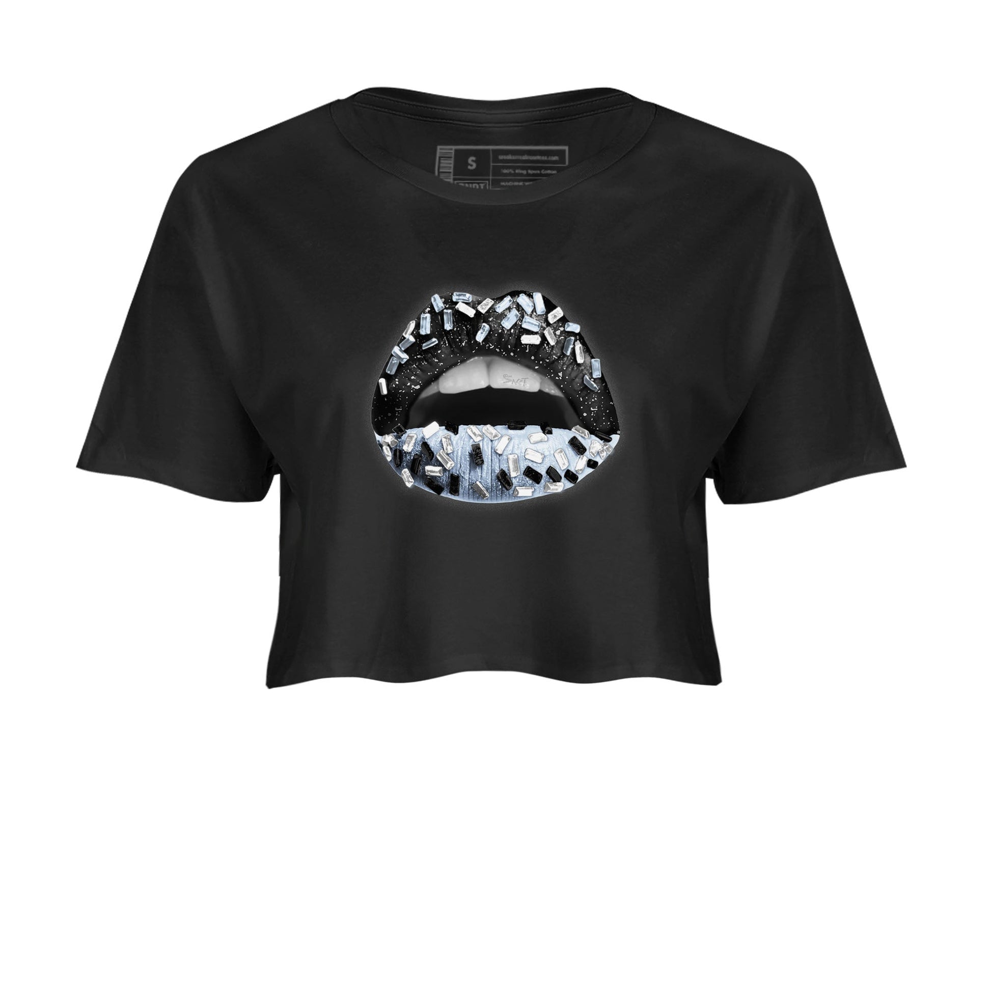 AJ6 White Black shirts to match jordans Lips Jewel sneaker match tees Air Jordan 6 White Black SNRT Sneaker Tees streetwear brand Black 2 crop tee