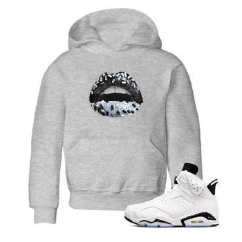 AJ6 White Black shirts to match jordans Lips Jewel sneaker match tees Air Jordan 6 White Black SNRT Sneaker Tees streetwear brand Baby and Youth Heather Grey 1 cotton tee