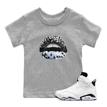 AJ6 White Black shirts to match jordans Lips Jewel sneaker match tees Air Jordan 6 White Black SNRT Sneaker Tees streetwear brand Baby and Youth Heather Grey 1 cotton tee