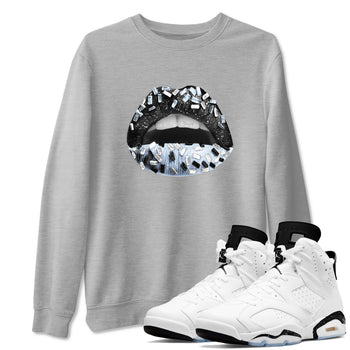 AJ6 White Black shirts to match jordans Lips Jewel sneaker match tees Air Jordan 6 White Black SNRT Sneaker Tees streetwear brand Heather Grey 1 unisex cotton tee