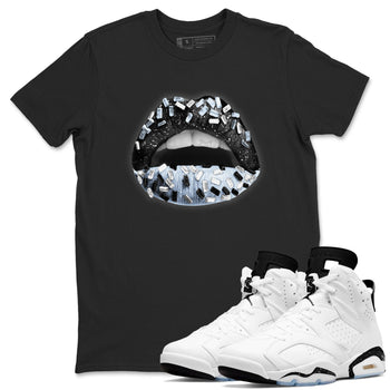AJ6 White Black shirts to match jordans Lips Jewel sneaker match tees Air Jordan 6 White Black SNRT Sneaker Tees streetwear brand Black 1 unisex cotton tee