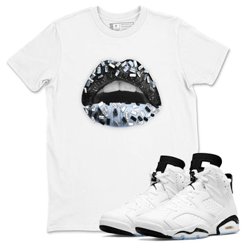 AJ6 White Black shirts to match jordans Lips Jewel sneaker match tees Air Jordan 6 White Black SNRT Sneaker Tees streetwear brand White 1 unisex cotton tee