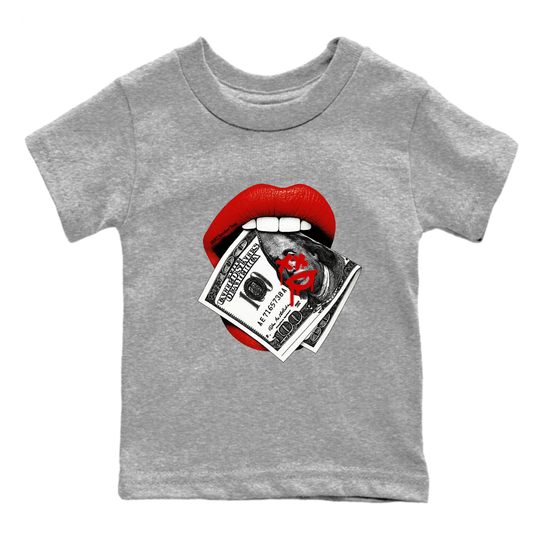 11s Bred shirts to match jordans Lips Money sneaker match tees Air Jordan 11 Retro Bred match shoes to clothes SNRT Sneaker Tees Youth Baby Heather Grey 2 tee
