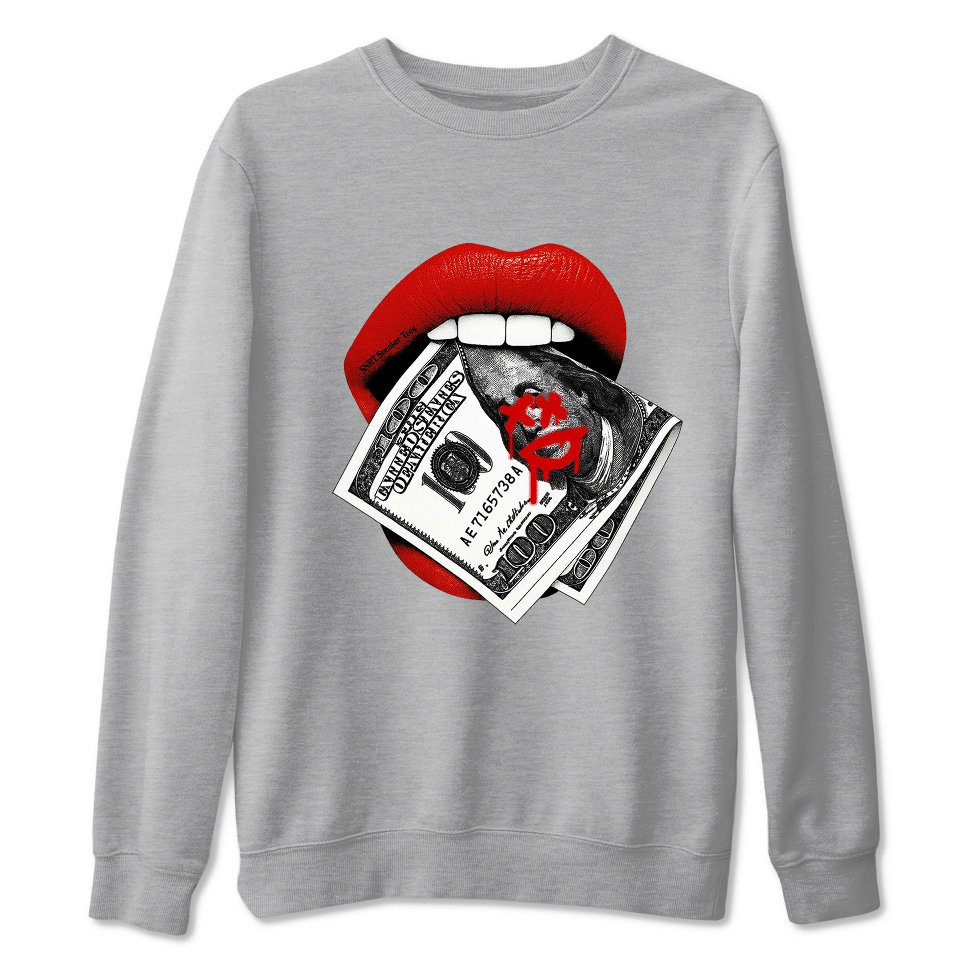 11s Bred shirts to match jordans Lips Money sneaker match tees Air Jordan 11 Retro Bred match shoes to clothes SNRT Sneaker Tees unisex cotton Heather Grey 2 shirts