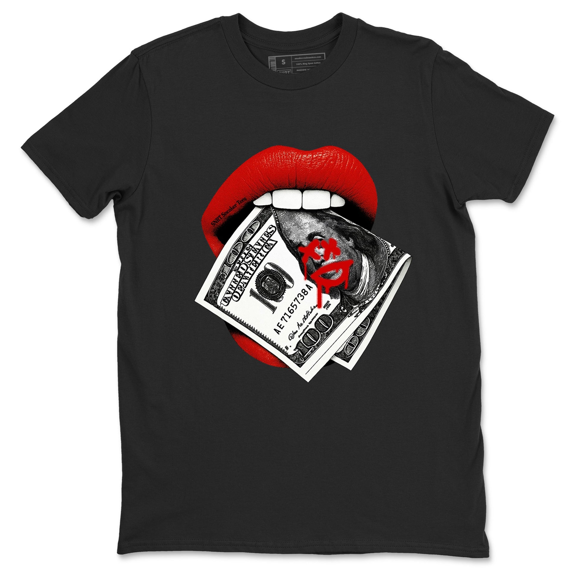 11s Bred shirts to match jordans Lips Money sneaker match tees Air Jordan 11 Retro Bred match shoes to clothes SNRT Sneaker Tees unisex cotton Black 2 shirts