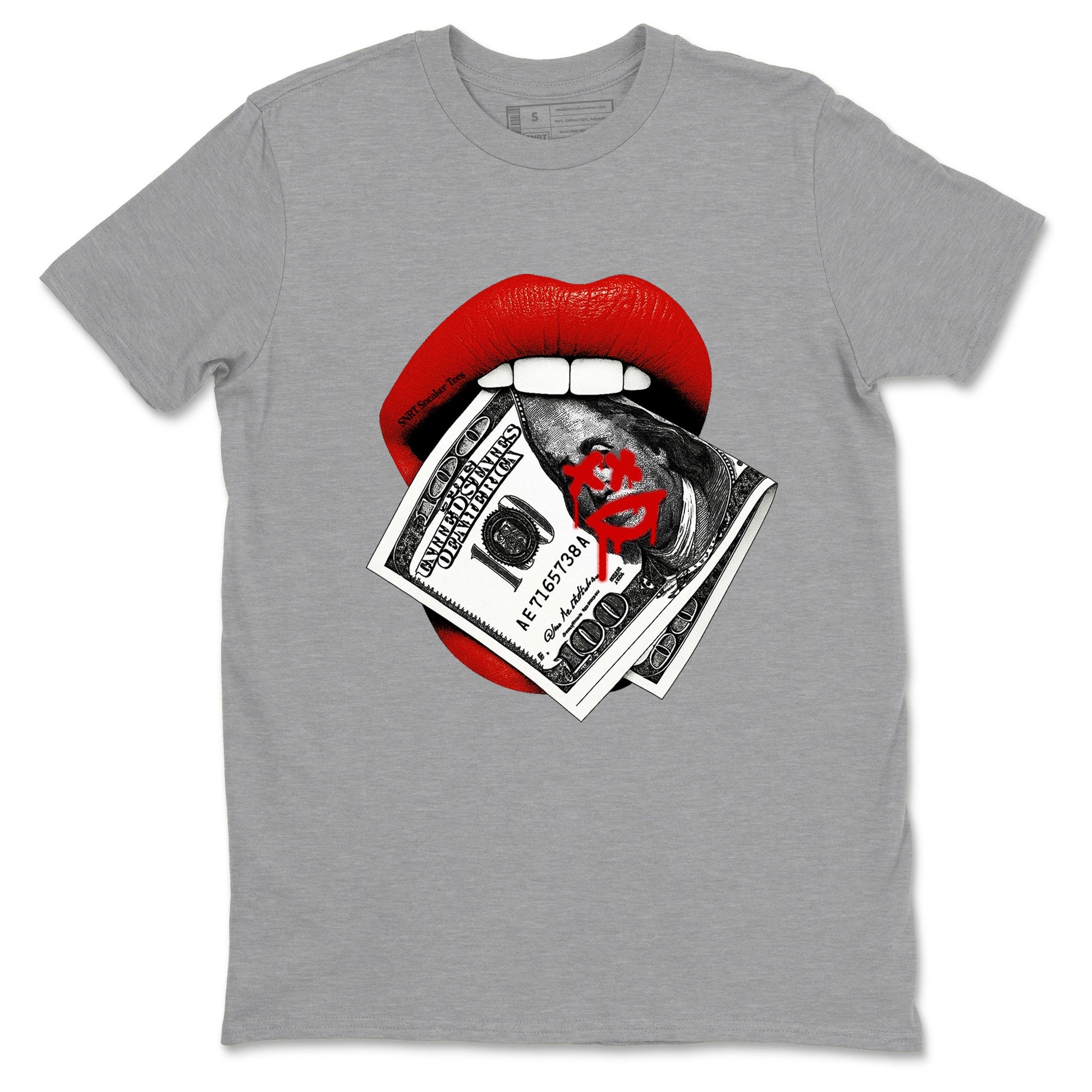 11s Bred shirts to match jordans Lips Money sneaker match tees Air Jordan 11 Retro Bred match shoes to clothes SNRT Sneaker Tees unisex cotton Heather Grey 2 shirts