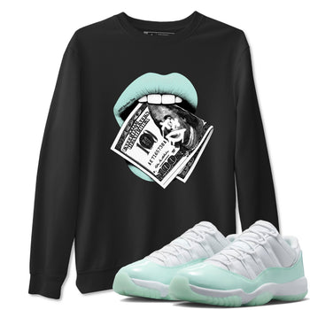 Lips Money sneaker match t-shirt styled to complete your fit with the Air Jordan 11 Igloo sneakers, shown in Black 1.
