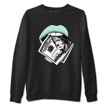 Lips Money sneaker match t-shirt styled to complete your fit with the Air Jordan 11 Igloo sneakers, shown in Black 2.