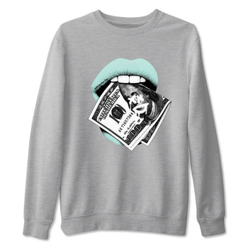 Lips Money sneaker match t-shirt styled to complete your fit with the Air Jordan 11 Igloo sneakers, shown in Heather Grey 2.