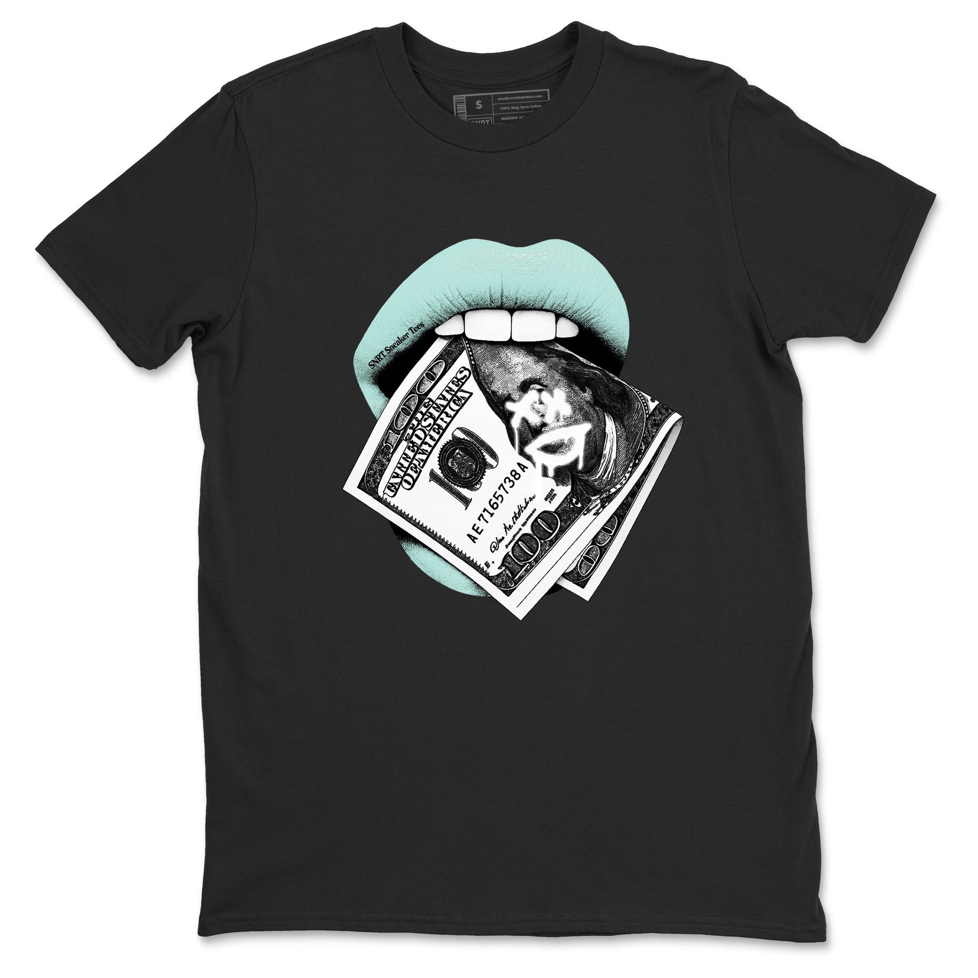 Lips Money sneaker match t-shirt styled to complete your fit with the Air Jordan 11 Igloo sneakers, shown in Black 2.