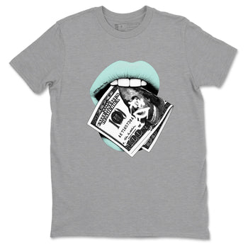Lips Money sneaker match t-shirt styled to complete your fit with the Air Jordan 11 Igloo sneakers, shown in Heather Grey 2.