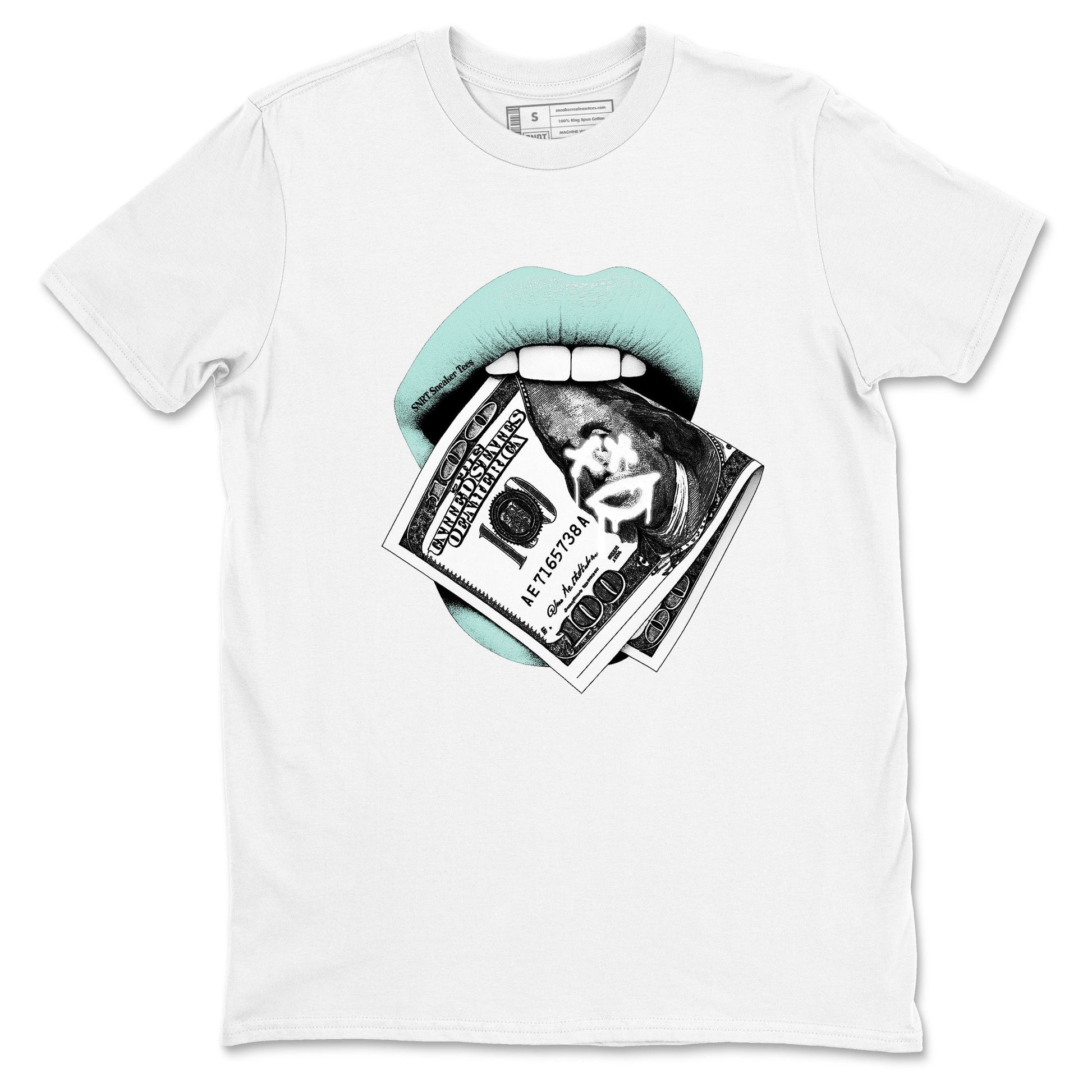 Lips Money sneaker match t-shirt styled to complete your fit with the Air Jordan 11 Igloo sneakers, shown in White 2.