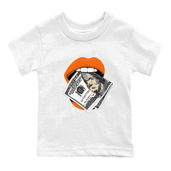Lips Money baby and kids t-shirt crafted for little sneakerheads to shine with the Air Jordan 3 Starfish sneakers, displayed in White 2.