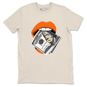 Lips Money sneaker match t-shirt styled to complete your fit with the Air Jordan 3 Starfish sneakers, shown in Natural 2.