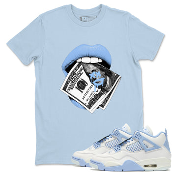 AJ4 Forget Me Not best t-shirt for sneakerheads family Lips Money sneaker match tees Air Jordan 4 Forget Me Not graphic sneaker matching shirts SNRT Sneaker Tees unisex cotton Light Blue 1 shirts