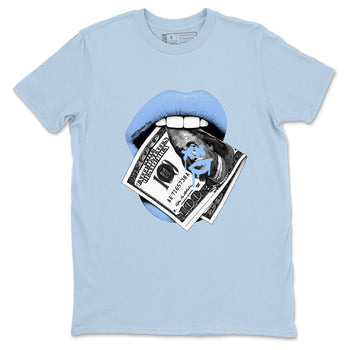 AJ4 Forget Me Not best t-shirt for sneakerheads family Lips Money sneaker match tees Air Jordan 4 Forget Me Not graphic sneaker matching shirts SNRT Sneaker Tees unisex cotton Light Blue 2 shirts
