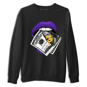Best Sneakerfits graphic tee – Los Angeles Basketball Tees To Match Air Jordan 4 Lakeshow – Lips Money Tee Black 2