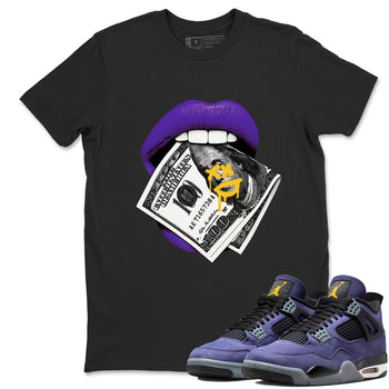 Best Sneakerfits graphic tee – Los Angeles Basketball Tees To Match Air Jordan 4 Lakeshow – Lips Money Tee Black 1