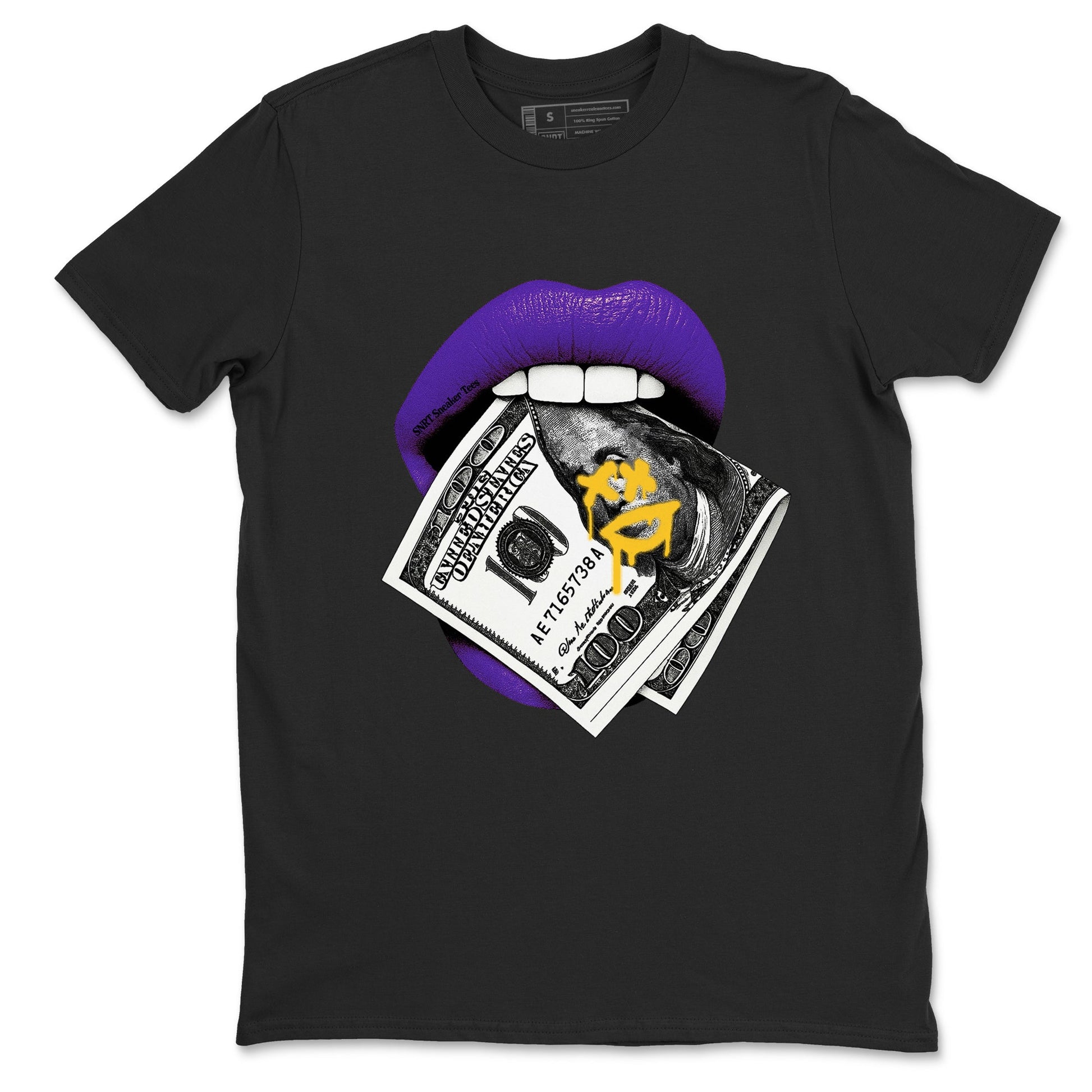 Best Sneakerfits graphic tee – Los Angeles Basketball Tees To Match Air Jordan 4 Lakeshow – Lips Money Tee Black 2