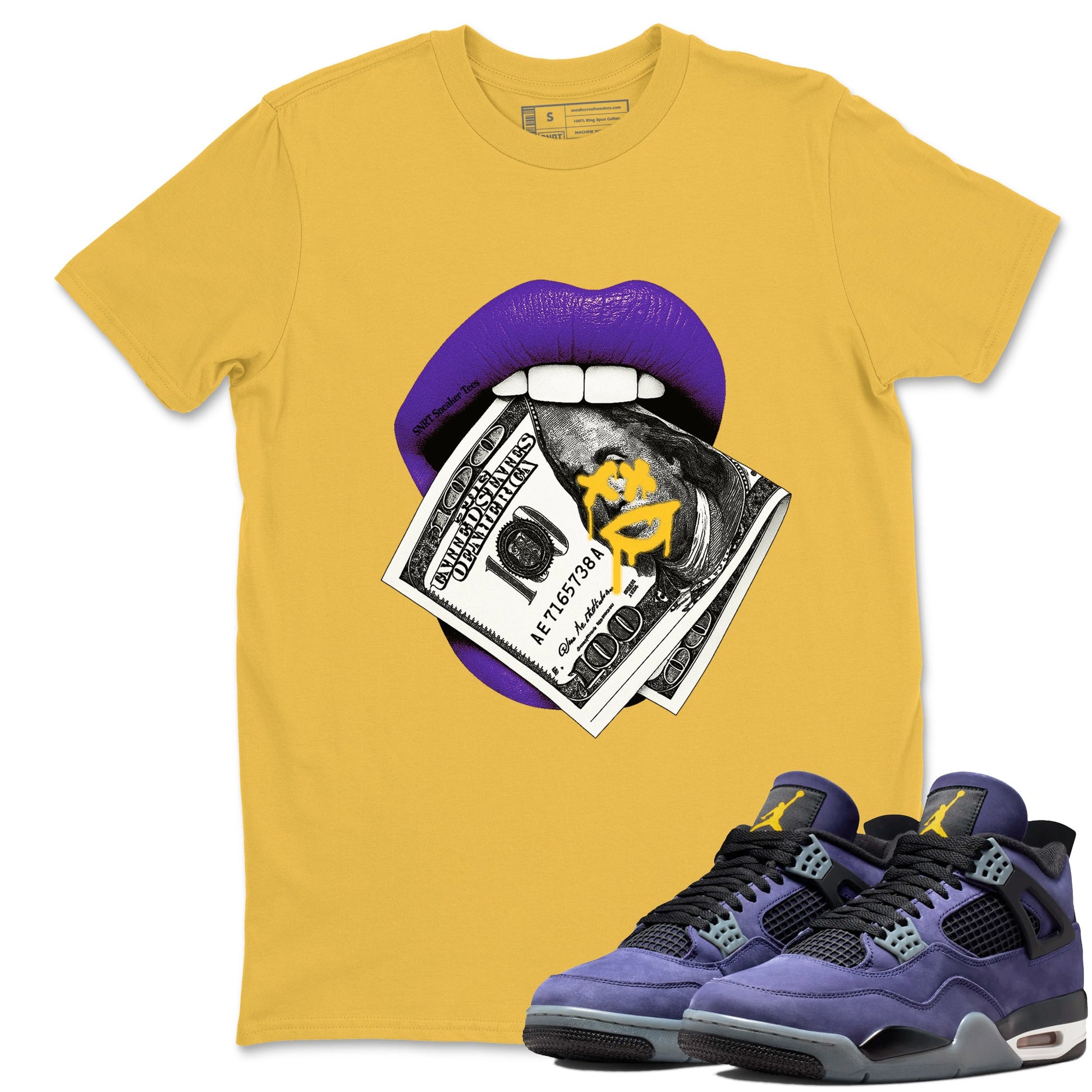 Best Sneakerfits graphic tee – Los Angeles Basketball Tees To Match Air Jordan 4 Lakeshow – Lips Money Tee Daisy 1