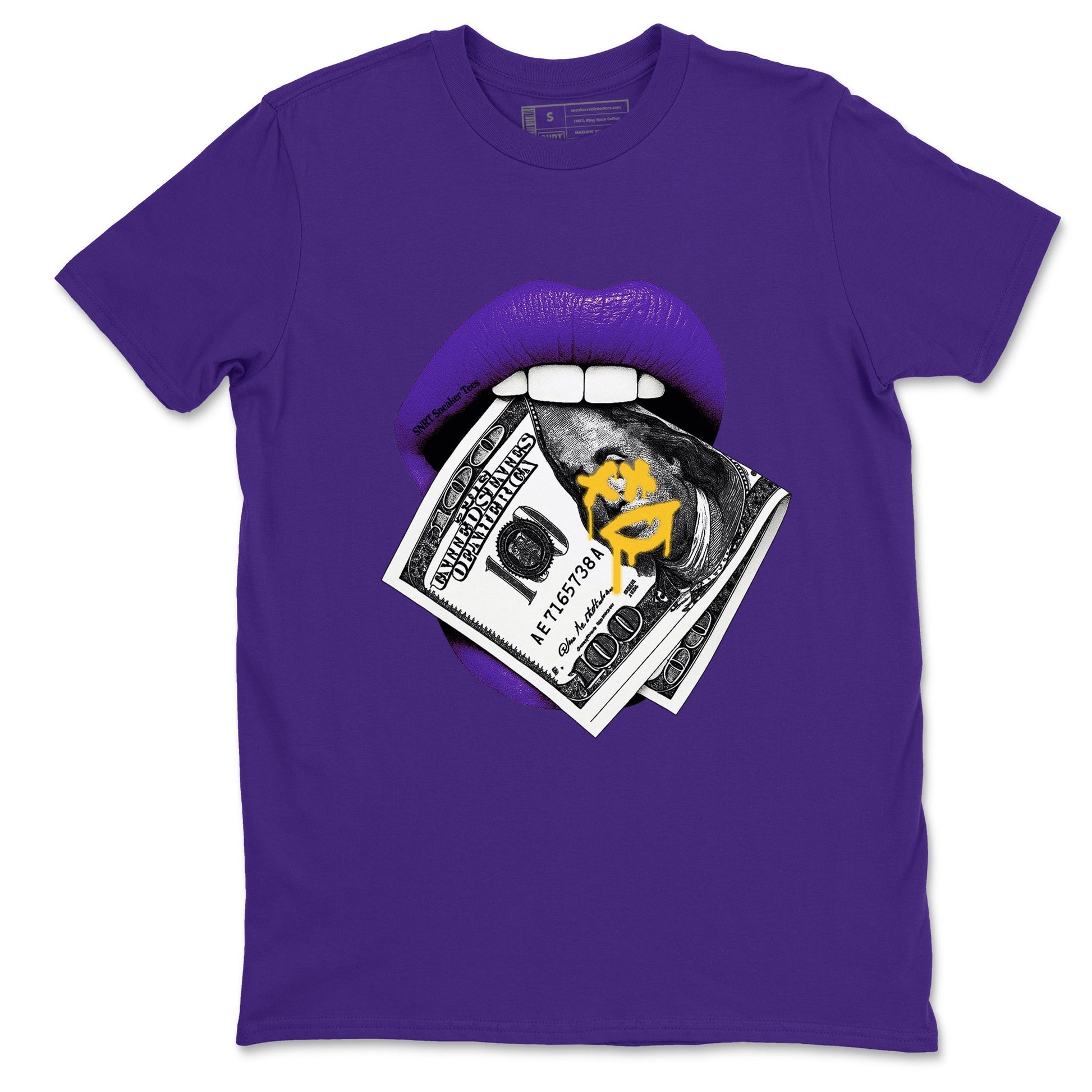 Best Sneakerfits graphic tee – Los Angeles Basketball Tees To Match Air Jordan 4 Lakeshow – Lips Money Tee Purple 2