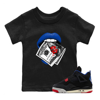 Sneaker match tees – Sneaker Tees To Match Jordan 4 Retro Rare Air Shoes – Lips Money Kids T-Shirt Black 1