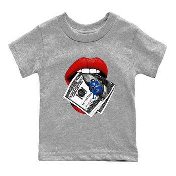 Sneaker match tees – Sneaker Tees To Match Jordan 4 Retro Rare Air Shoes – Lips Money Kids T-Shirt Heather Grey 2