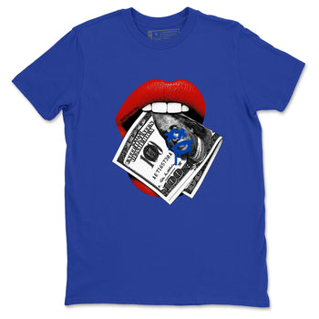 Sneaker match tees – Sneaker Tees To Match Jordan 4 Retro Rare Air Shoes – Lips Money Tee Royal Blue 2