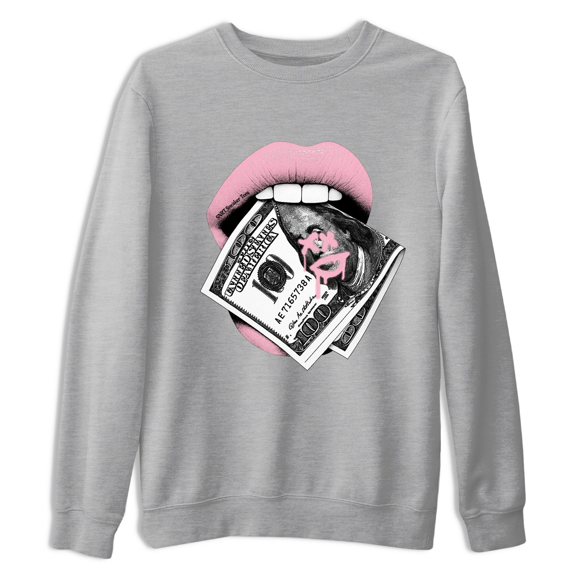 Sneaker Threads – Sneaker Threads To Match Air Jordan 5 35th Anniversary Shoes – Lips Money Tee Heather Grey 2