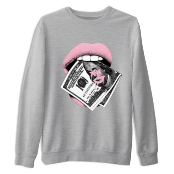 Sneaker Threads – Sneaker Threads To Match Air Jordan 5 35th Anniversary Shoes – Lips Money Tee Heather Grey 2